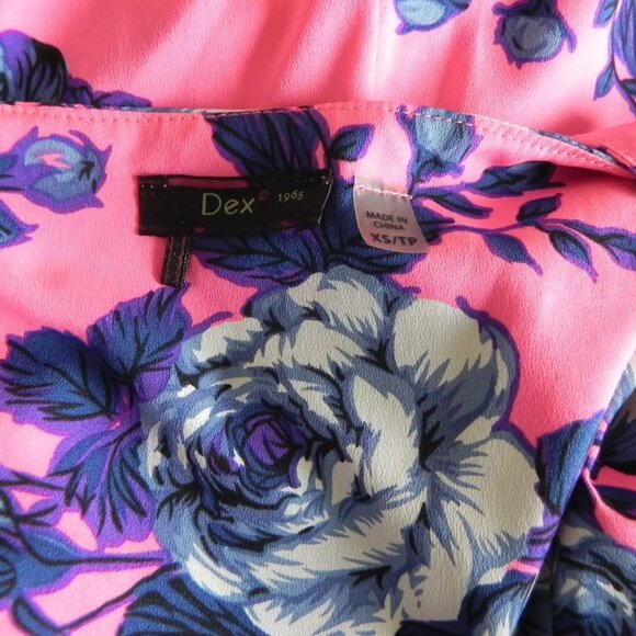 Dex Mini Dress Floral Sleeveless V-Neck 1/2 Zip Pockets - Size XS - Picture 5 of 7